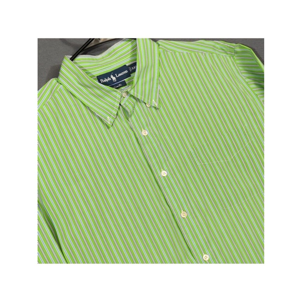 Ralph Lauren Shirt Men's XXL Green Striped Long Sleeve Button Down